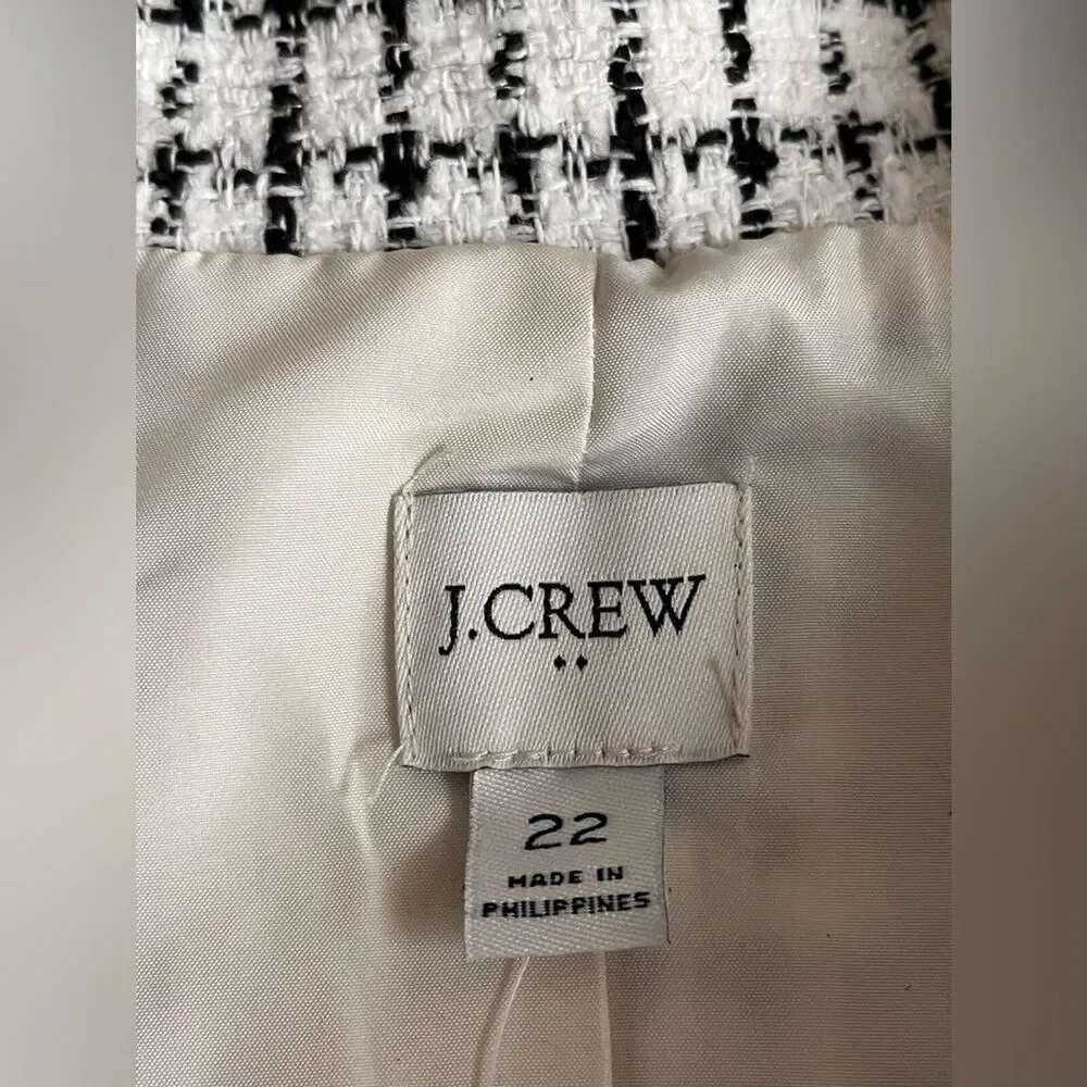 J Crew Women's Tweed Blazer Size 22 Collared Checked Lined Lady Jacket